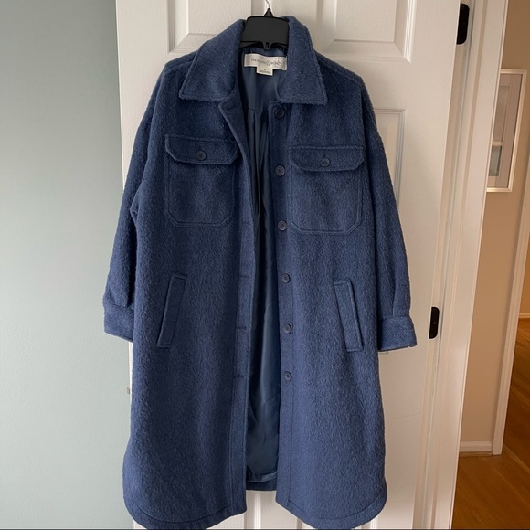 Treasure \u0026 Bond Jackets \u0026 Coats | Long Wool Shirt Jacket | Color: Blue | Size: M | Mongrain1's Closet